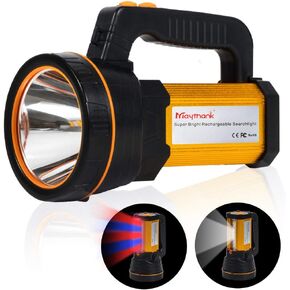 MAYTHANK High Powered Super Bright Handheld LED Spotlight Flashlight 6000 Lumens Powerful Rechargeable Large Capacity Long Lasting Big Heavy Duty Searchlight