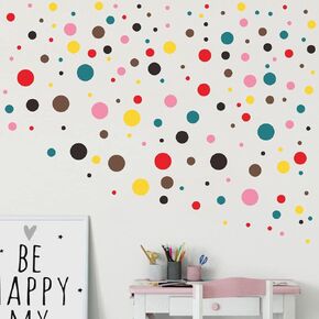 Circle Wall Decals for Baby Room - Removable PVC Polka Dots in Multi-Color and Sizes - 150pcs JWH155 (State Gray+Hydrangea Purple+Fluorescence Green+Purple+Pink+Orange)