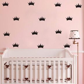 48 pcs/Set Girl Room Decor Sticker Princess Little Crown Wall Stickers Nursery Room Baby Room Wall Mural for Kids Art Vinyl Wall Mural (Gold) in Kuwait
