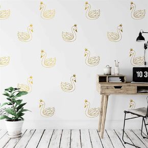 Baby Nursery Wall Decals,Swan Wall Stickers for Kids Girls Bedroom DIY Swans Home Decor Murals BK008 (Black)