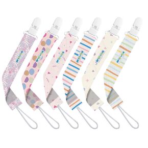 Pacifier Clip by Enovoe - 6 Pack of Pacifier Clips - Stylish Teething Ring Pacifier Holder Clip for Baby Boys and Girls - Multicolor - binkie Clip Baby Pacifier