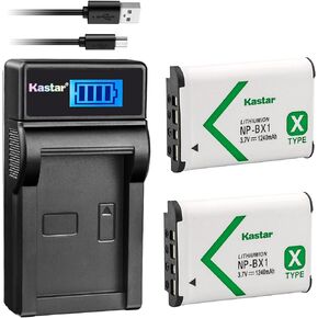 Kastar Battery (X2) & LCD Slim USB Charger Replacement for Sony NP-BX1 Cyber-Shot DSC-HX50V HX300 RX1 RX1R RX100 RX100 II RX100M II RX100 III RX100M3 WX300 HDR-AS10 AS15 AS30V AS100V AS100VR CX240