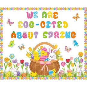 Pasimy Easter Bulletin Board Decorations Set Christian Easter Classroom Decorations Easter Bunny Egg Paper Cut Outs for School Nursery Spring Easter Birthday Party Supplies(Bunny)