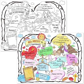 32 قطعة من الألوان الخاصة بك، كل شيء عن ملصق الوصايا العشر للأطفال، ملصق تعلم آية الكتاب المقدس المسيحي، ملصق جدار الكتاب المقدس الديني للفصول الدراسية، كنيسة الأحد، ديكورات المنزل in Kuwait