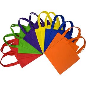 OccasionALL Small Reusable Gift Bags with Handles for Party Favors, Grocery, Shopping, Wrapping, Kids Birthdays, Goodies, Treats, Bulk, 6x6, 12 Pack
