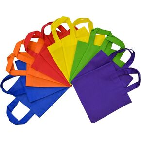 OccasionALL Small Reusable Gift Bags with Handles for Party Favors, Grocery, Shopping, Wrapping, Kids Birthdays, Goodies, Treats, Bulk, 6x6, 12 Pack