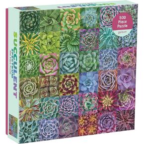 Galison Succulent Spectrum Jigsaw Puzzle, 500 Pieces, 20" x 20'' – Challenging Puzzle with Colorful Succulents – Thick, Sturdy Pieces – Perfect for Family Fun – Fun Indoor Activity, Multicolor