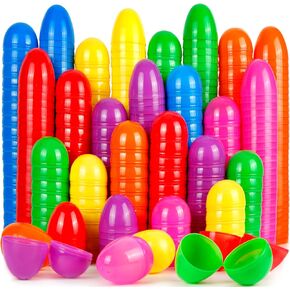 Fillable Easter Eggs Bulk, 2.3 inch, Empty Easter Eggs Fillable with Candy, Treats, Presents for Basket Suffers, Hunt Party Favor, Craft Project, Classroom Prizes for Boys Girls (60-Pack)