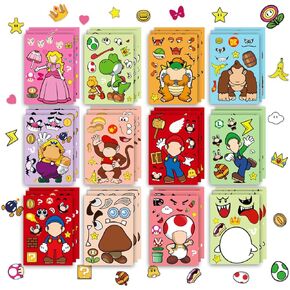 36Pcs Mario Make a Face Stickers,Cartoon Stickers Book Crafts for Kids,DIY Mario Party Supplies Favors Make Your Own Stickers Mixed and Matched with Different Designs Characters for Birthday Gifts Class Reward Book Decor Cartoon Stickers Book Crafts for K in Kuwait