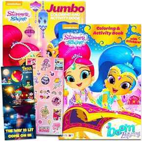 Shimmer and Shine Coloring Book Bundle Set -- 2 Books, Over 50 Stickers, Crayons and Licensed "Little Princess" Stickers (Shimmer and Shine Party Supplies)