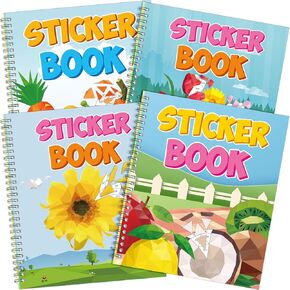 4 Pcs Sticker Crafts for Age 4-8 Kids Farm Jungle Forest Ocean Animal Flower Fruit Painting Books with Sticker by Number Stickers Puzzle Books for School Classroom, 40 Images to Sticker (Animal) in Saudi Arabia