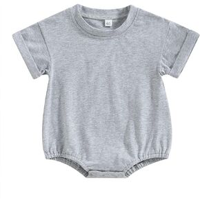 Kutersbabi Unisex Baby Boy Girl Clothes Infant Summer Oversized Bubble Romper Toddler Baby Plain Short Sleeve Jumpsuit