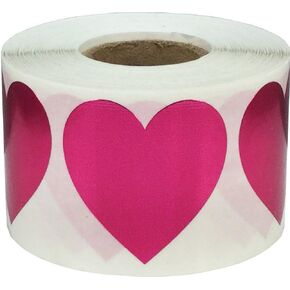Metallic Rose Heart Stickers for Valentine's Day Crafting Scrapbooking 1 1/2 Inch 500 Adhesive Stickers