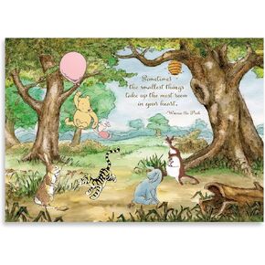 Classic Bear Baby Shower Backdrop Vintage Hundred Acre Wood Background Winnie Bear with Blue Balloon Banner Boys Baby Shower Birthday Party Decorations 5x3