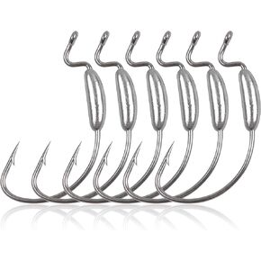 Weighted Swimbait Fishing Hooks 25pcs Offset Bass Hooks Wide Gap Fishing Hooks Soft Plastic Worm Lure Hooks for Freshwater Saltwater