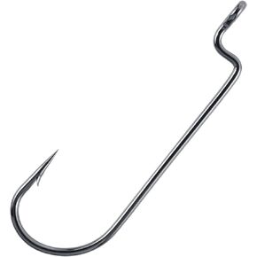 Dr.Fish 100 Pack Offset Worm Hooks Round Bend EWG Bass Fishing Hooks Wide Gap Drop Shot Texas Carolina Rig Hooks High Carbon Steel Live Bait Fishing Hooks Freshwater Saltwater