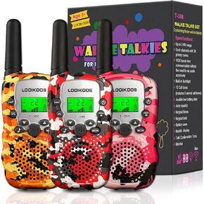 LOOIKOOS Walkie Talkies for Kids, 3 KMs Long Range Children Walky Talky Handheld Radio Kid Toy Gifts for Boys and Girls 3 Pack