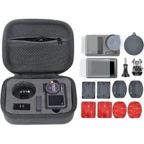 Carry Case and Screen Protector for DJI Osmo Action 4 (Bag+ Tempered Film + Adhesive Mount Kit)