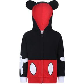 Disney Mickey Mouse Boys Zip Up Hoodie with Ears for Infants and Toddlers Kids – Black/Red