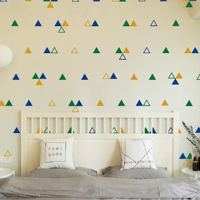 Multicolor Triangle Vinyl Wall Decals, Peel and Stick Geometric Stickers, 156 pcs 2 Inch Triangles Nursery Kids Room, Bedroom, Living Room Farmhouse Decor