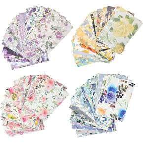 4 Sets Vintage Floral Scrapbooking Papers Book, Flower Butterlfy Scrapbook Paper, 400 Pieces Aesthetic Decorative Journaling Supplies for Planner Junk Journal Room Collage DIY Craft Decor