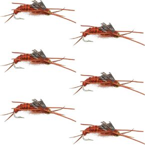 The Fly Fishing Place Bead Head Nymph Fly Fishing Flies - Kaufmann's Brown Stone Fly with Rubber Legs - Stonefly Wet Fly - 6 Flies Hook Size 12