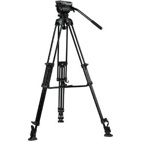 مجموعة حامل فيديو ثلاثي القوائم من الألومنيوم خفيف الوزن مكون من 3 أقسام من Ikan مع وعاء سائل/رأس مائل GH04، أقصى ارتفاع 65 بوصة، وعاء 75 مم، يتضمن حقيبة كتف مبطنة، (EG04AS) - أسود in Kuwait