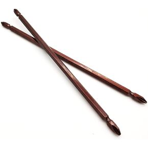2Pcs 10 Inch(250mm) Length Magnetic Double Ended PH2 Phillips Cross Screwdriver Bits