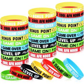 36 Pcs Video Game Bracelets Gamer Party Favors Game Party Bracelets Video Game Silicone Bracelets Rubber Wristbands for Gamer Multicolor Gaming Party Wristbands Supplies for Gamer Party Decor