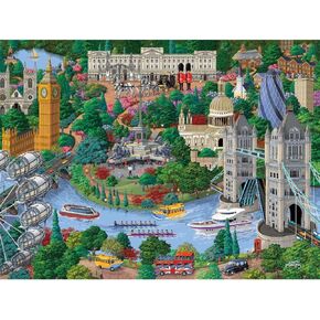 Bits and Pieces – 1000 Piece Jigsaw Puzzle for Adults – London City View - England Jigsaw Puzzle by Artist Joseph Burgess, Completed Puzzle Size: 20" x 27"