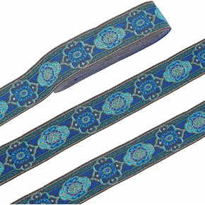 PH PandaHall 1.3 Inch Vintage Jacquard Ribbon, 7 Yards Emobridered Woven Ribbon Boho Fabric Sewing Woven Ribbon Persian Floral Trim Fringe Decor Trim for Ramadan Clothing Embellishment Decoration