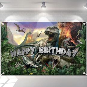 Avezano Dinosaur Birthday Backdrop Jurassic Dino Theme Happy Birthday Banner Jungle Birthday Party Decorations Boys Birthday 70.8 x 43.3 Inch Photo Backdrop