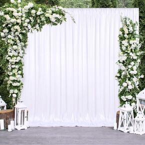 10x10FT Ivory Backdrop Curtain for Party Wedding Polyester Fabric Drapery Photo Curtains Backdrop Decor for Baby Shower Party Background