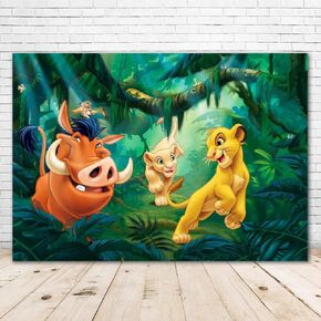 Lion King Backdrop for Photography 7x5 Jungle Safari Lion King Baby Shower Background for Boy Vinyl Happy Birthday Wild One Themed Backdrops for Kids