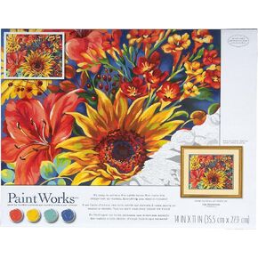 Dimensions Sunflower on Blue Paint by Number Kit for Adults and Kids, 14" x 11", Multicolor