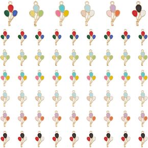 PH PandaHall 60Pcs 6 Colors Enamel Balloon Charms Alloy Enamel Pendants Balloon Type Pendants Charms Metal Balloon Charm Hawaii Style Accessories for Necklace Bracelet Jewelry Making DIY