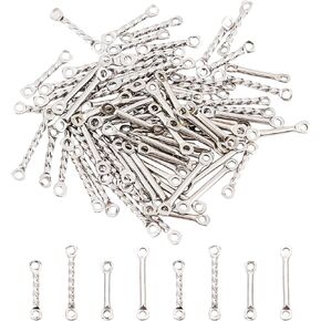 UNICRAFTALE about 80Pcs 4 Sizes Twist Bar Links 201 Stainless Steel Connectors Hypoallergenic Links for DIY Necklaces Bracelets Earrings Jewelry making