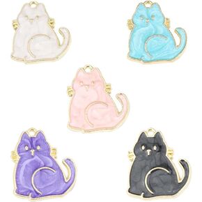 Cute Cat Charms Enamel Cartoon Cat Charms Pendant 30 Pcs for Decoration DIY Making Necklace Bracelet Earring Keychain Accessories