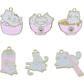 Cute Cat Charms Enamel Cartoon Cat Charms Pendant 30 Pcs for Decoration DIY Making Necklace Bracelet Earring Keychain Accessories