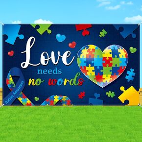 Tudomro Autism Awareness Party Decorations Colorful Puzzle Pieces Backdrop Banner Autism Theme Party Photography Backdrop for Awareness Themed Party Kids Adults Birthday Party Supplies, 73x43"