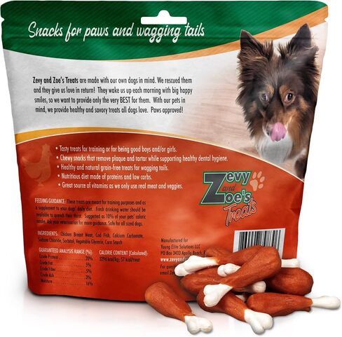 Zevy and Zoe's Dog Treats, 11 oz. Training Treats, Rawhide Free Chicken Sticks Wrapped Dog Chews on a Drumstick Calcium Bone in Saudi Arabia