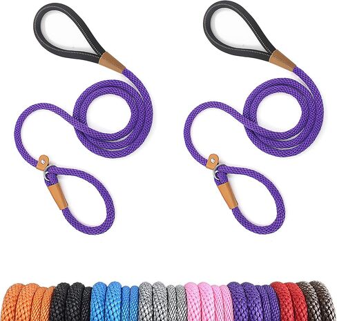 lynxking 5 FT Dog Leash Slip Lead 2 Pack Strong Heavy Duty Braided Dog Training Leash No Pull Training Lead Leashes for Medium Large and Small Dogs in Saudi Arabia