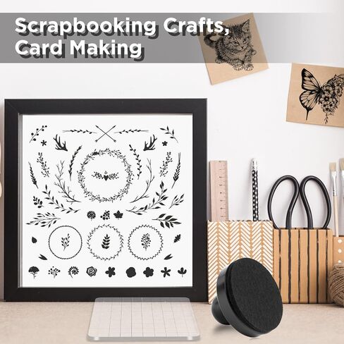 Stamping Tool DIY Scrapbooking Supplies Craft – Rubber Stamp Pressure Tool with Acrylic Grid Clear Stamping Blocks Press Tools for Card Making Hand Embossing Cardmaking Tool Arts Supplies for Kids in Saudi Arabia