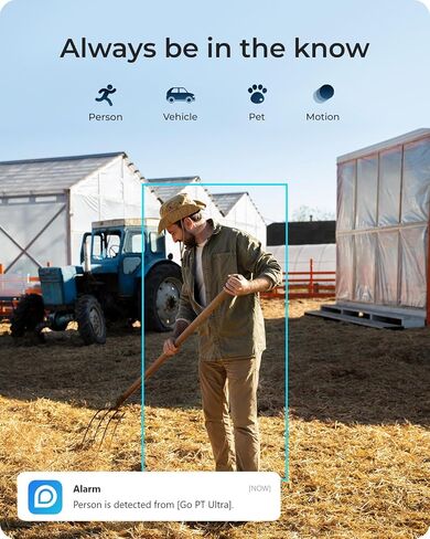 كاميرا أمان خلوية REOLINK 4K، 3G/4G LTE بدون WiFi كاميرا خارجية لاسلكية، فيديو مباشر 4K، غطاء كامل 360 درجة، رؤية ليلية ملونة، اكتشاف ذكي للشخص/المركبة/الحيوانات الأليفة، GO PT Ultra in Saudi Arabia