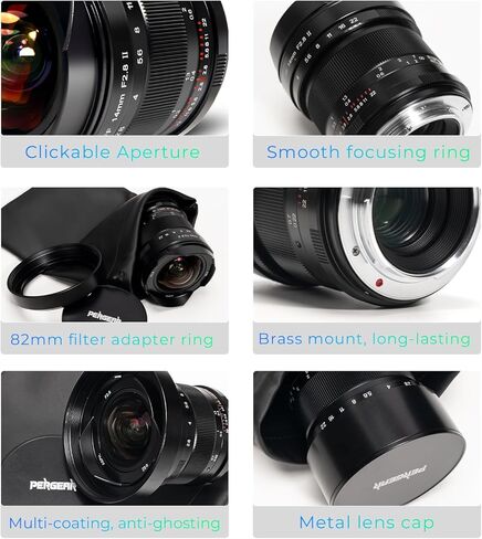 عدسة يدوية بزاوية عريضة للغاية 14 مم F2.8 II من Pergear، متوافقة مع كاميرات Sony E-Mount ذات الإطار الكامل بدون مرآة Alpha a7 a7II a7III a7R a7RII a7RIII a7RIV a7S a7SII a9 a7C in Kuwait