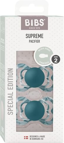 BIBS Supreme Tie Dye Soother 2-Pack، لهاية دمية خالية من BPA، حلمة متناظرة. مطاط طبيعي، صنع في الدنمارك. من 6 إلى 18 شهرًا (عبوة من قطعتين)، لون بحيرة الغابة الأبيض in Saudi Arabia