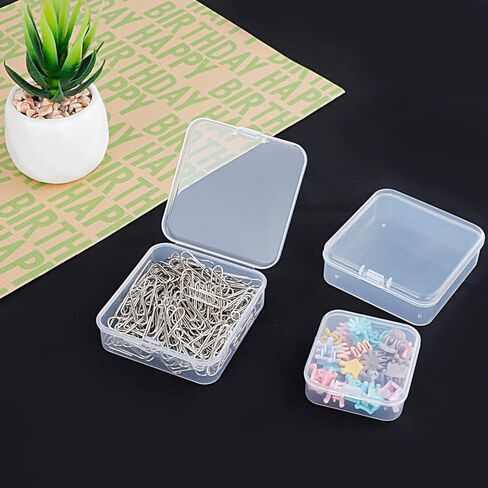 15 قطعة من حاويات التخزين الصغيرة، بأحجام مختلطة، صندوق حاويات تخزين بلاستيكي شفاف مستطيل صغير مع غطاء مفصلي للخرز، وتنظيم العناصر الصغيرة، والمشاريع الحرفية الأخرى in Kuwait