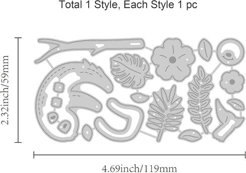 GLOBLELAND Sloths Metal Cutting Dies Branch Flower Grass Die Cuts for DIY Scrapbooking Festival Birthday Wedding Cards Making Album Envelope Decoration 4.69 x 2.32 inch, Matte Platinum in Saudi Arabia