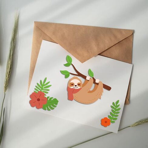 GLOBLELAND Sloths Metal Cutting Dies Branch Flower Grass Die Cuts for DIY Scrapbooking Festival Birthday Wedding Cards Making Album Envelope Decoration 4.69 x 2.32 inch, Matte Platinum in Saudi Arabia