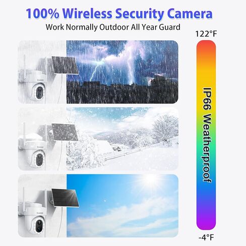 Upgraded 5MP WiFi Security Camera Outdoor System, 2K Solar Powered Security Camera Outside, Color Night Vision for Surveillance Home, 360°+110° Wide Angle, PIR Motion & AI Detect, 2-Way Talk Camera in Kuwait
